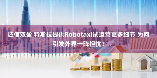 诚信双盈 特斯拉提供Robotaxi试运营更多细节 为何引发外界一阵担忧？